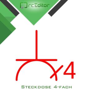 Vierfachsteckdose, Illustration, RcEditor-Logo.
