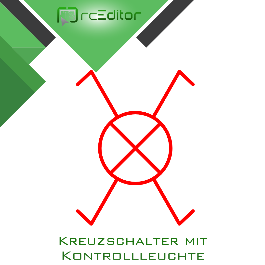 Schaltsymbol Kreuzschalter mit Kontrollleuchte in Rot